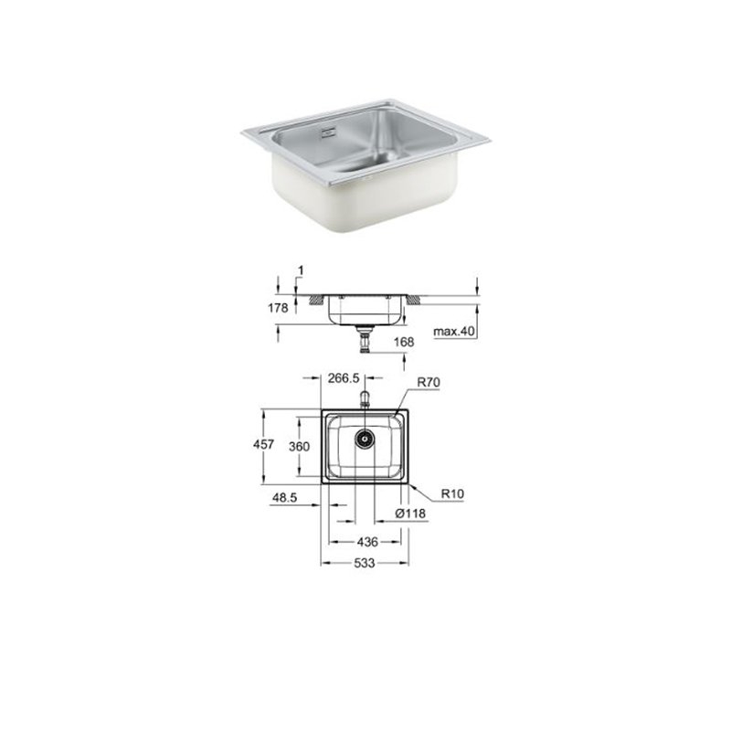 Кухненска мивка GROHE K200 от неръждаема стомана 31719SD0