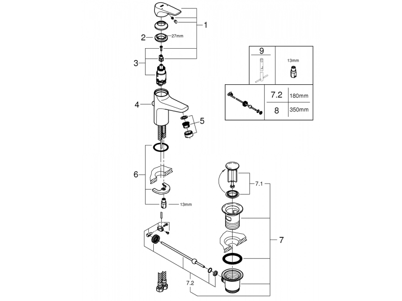 GROHE Смесител за умивалник едноръкохватков BAUFLOW 23751000