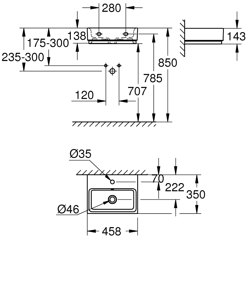 GROHE Умивалник 45 CUBE CERAMIC 3948300H