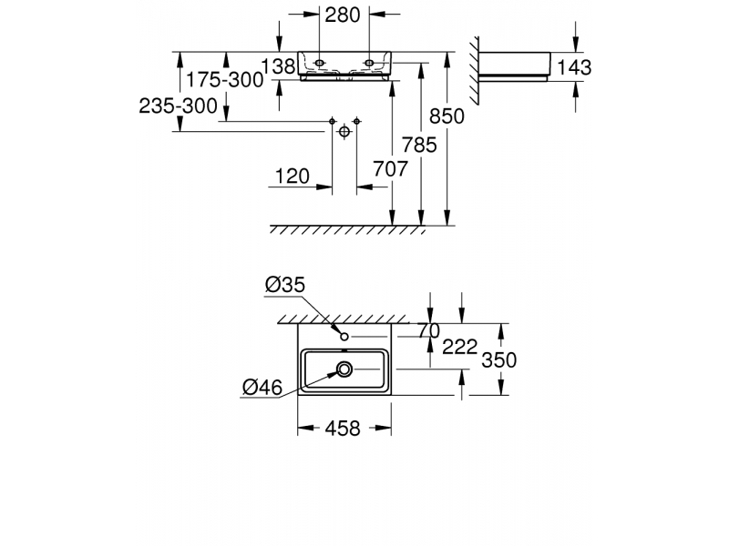 GROHE Умивалник 45 CUBE CERAMIC 3948300H