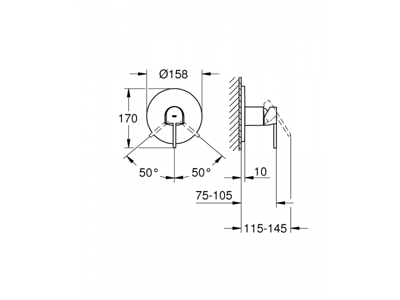 GROHE Смесител за вграждане за ДУШ външна част GROHE PLUS 24059003