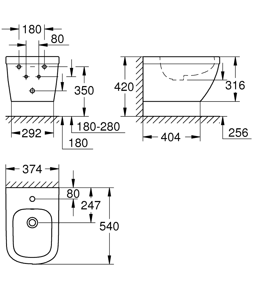 GROHE Конзолно биде EURO CERAMIC 39208000