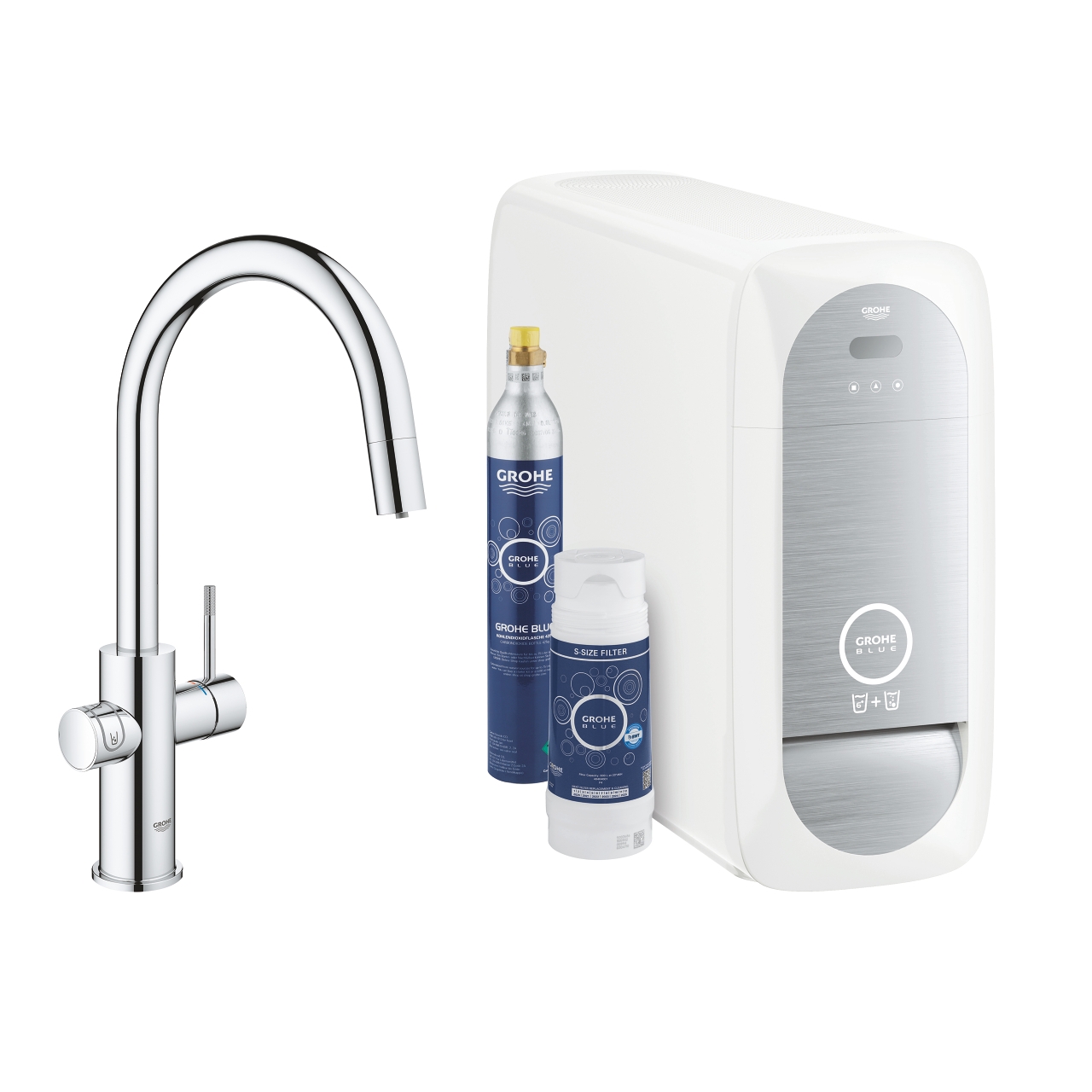 GROHE Кухненски комплект за филтрирана, газирана и изстудена вода BLUE HOME с С-чучур 31541000