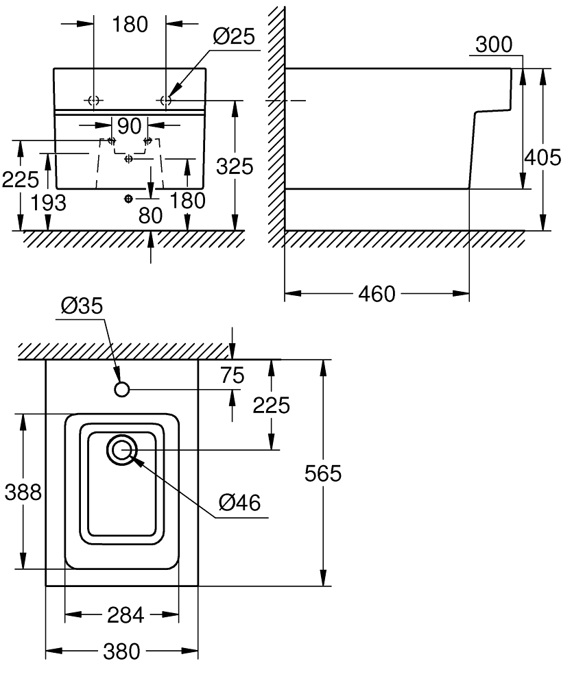 GROHE Конзолно биде CUBE CERAMIC 3948600H