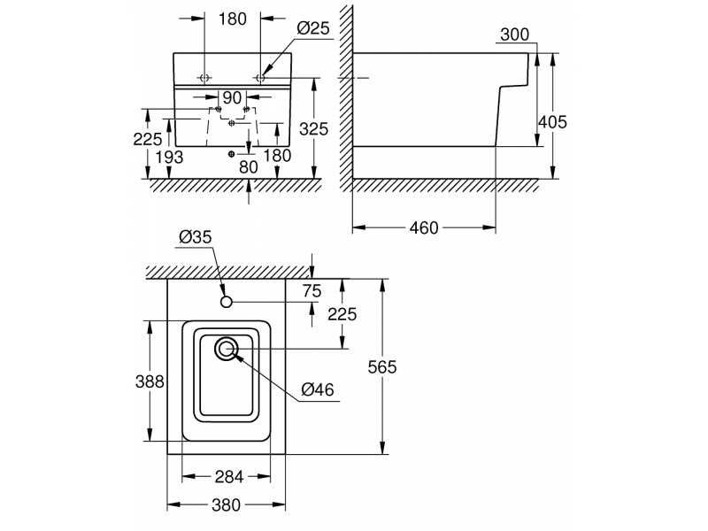 GROHE Конзолно биде CUBE CERAMIC 3948600H
