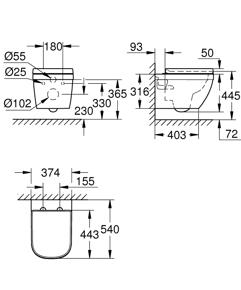 GROHE Комплект за конзолна тоалетна EURO CERAMIC 39703000