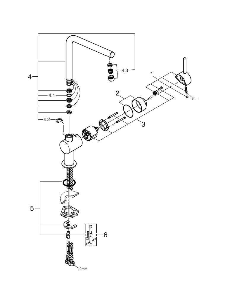 GROHE Кухненски смесител с L-чучур и регулатор на дебита MINTA 31375000