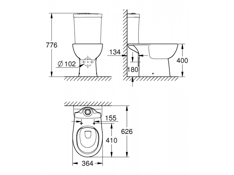 GROHE Свободностояща тоалетна за моноблок BAU CERAMIC 39349000