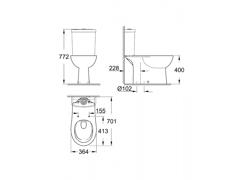 GROHE Свободностояща тоалетна за моноблок BAU CERAMIC 39429000