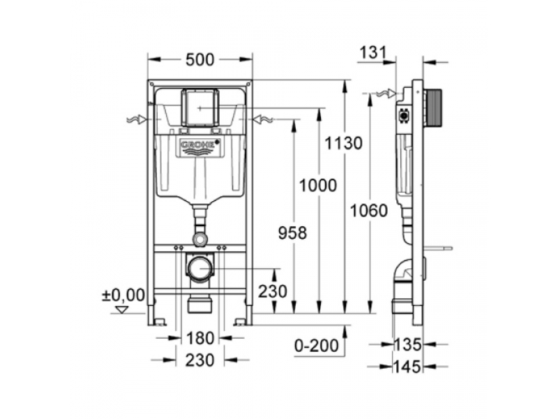 Комплект структура GROHE RAPID SL с бутон EVEN черен мат 38732KF0 и планки за монтаж