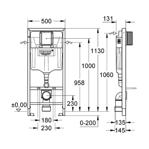 Комплект структура GROHE RAPID SL с бутон EVEN черен мат 38732KF0 и планки за монтаж