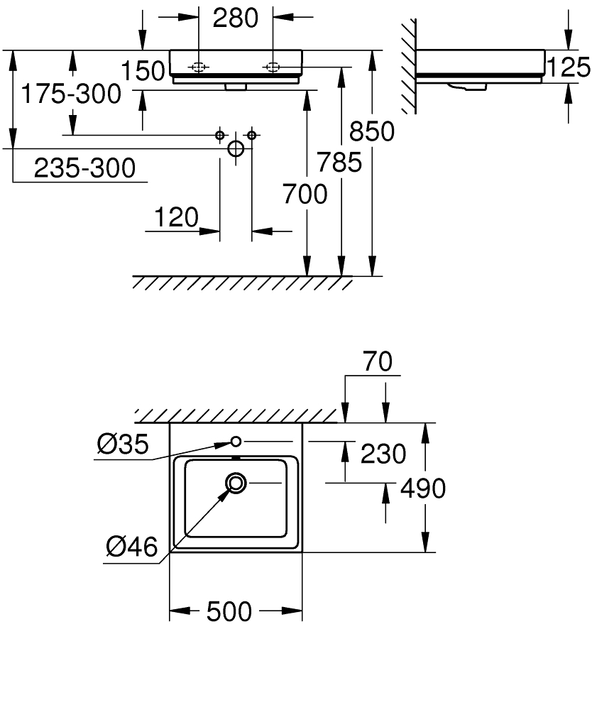 GROHE Умивалник 50 CUBE CERAMIC 3947400H