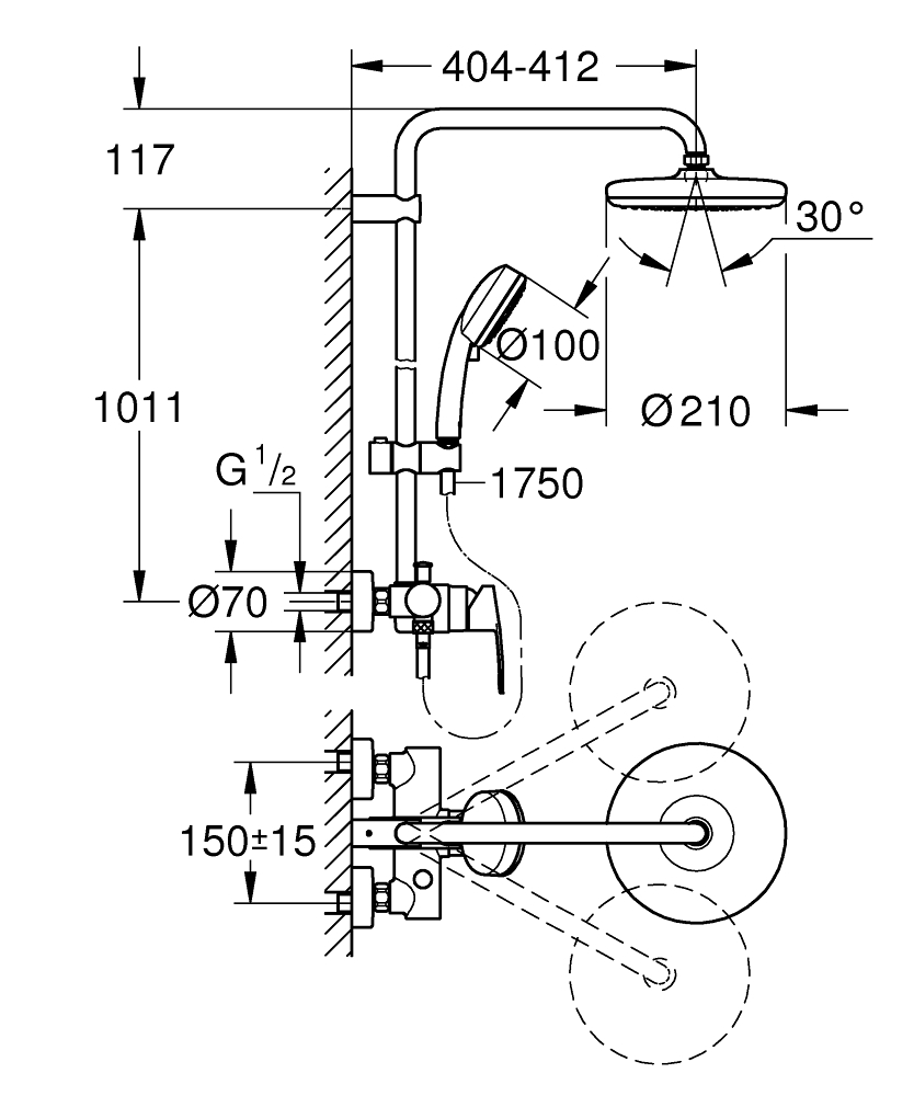 GROHE Душ система TEMPESTA COSMOPOLITAN SYSTEM 210 26224001