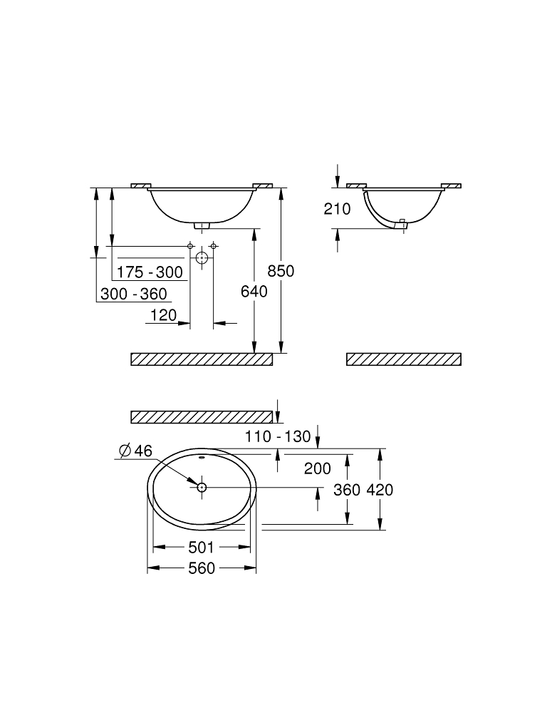 GROHE Умивалник за вграждане в мебел 55 BAU CERAMIC 39423000