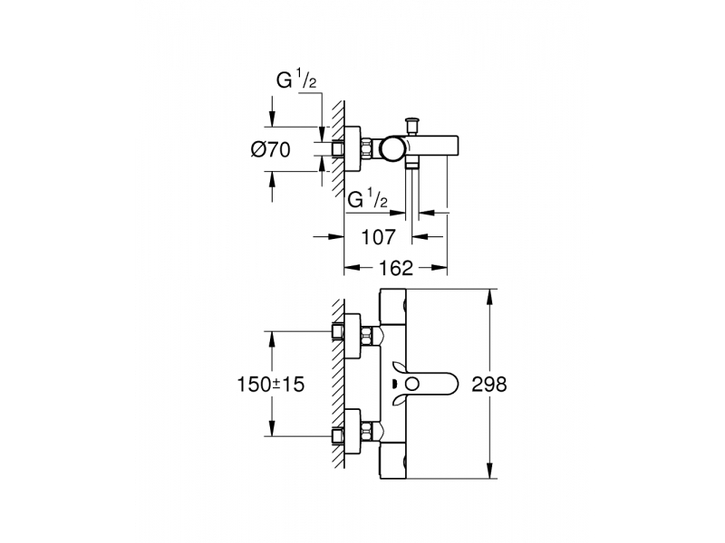 GROHE Термостатен смесител за вана, 1/2″ GROHTHERM 1000 PERFORMANCE 34766000