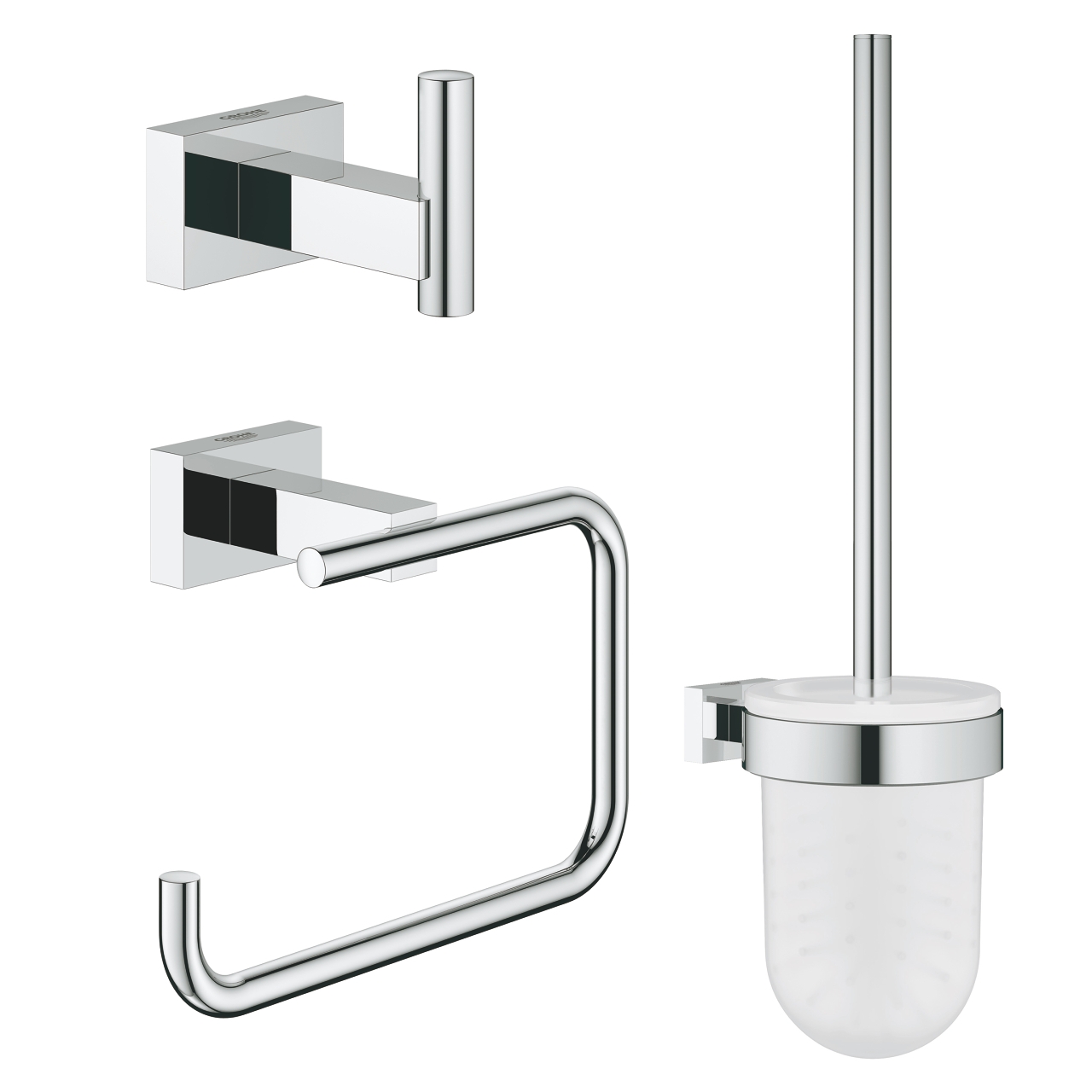 GROHE аксесоари 3 в 1 ESSENTIALS CUBE с тоал. четка, закачалка и поставка за хартия 40757001