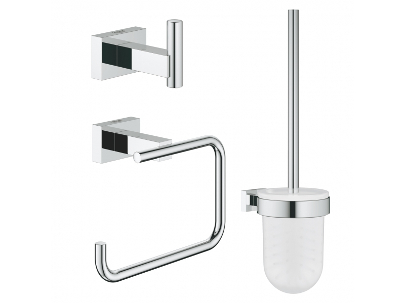 GROHE аксесоари 3 в 1 ESSENTIALS CUBE с тоал. четка, закачалка и поставка за хартия 40757001