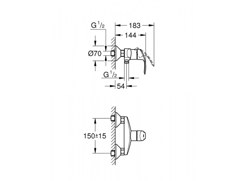 GROHE Смесител за душ едноръкохватков EUROSMART 33555002