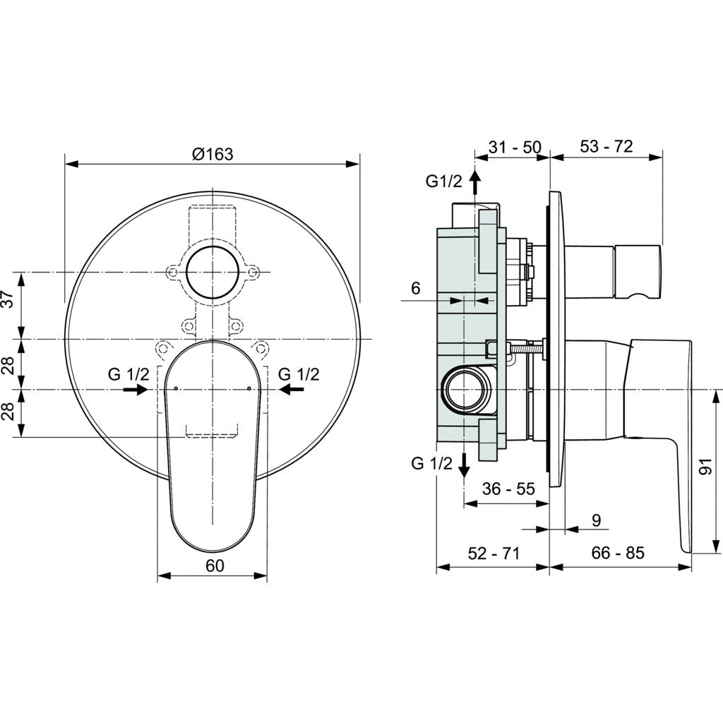 Душ комплект за вграждане CERAFINE O  Ideal Standard BD828XG