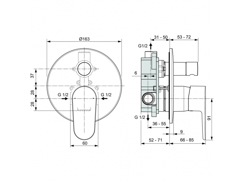 Душ комплект за вграждане CERAFINE O  Ideal Standard BD828XG