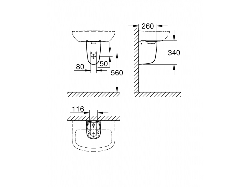 GROHE Полупиедестал BAU CERAMIC 39426000