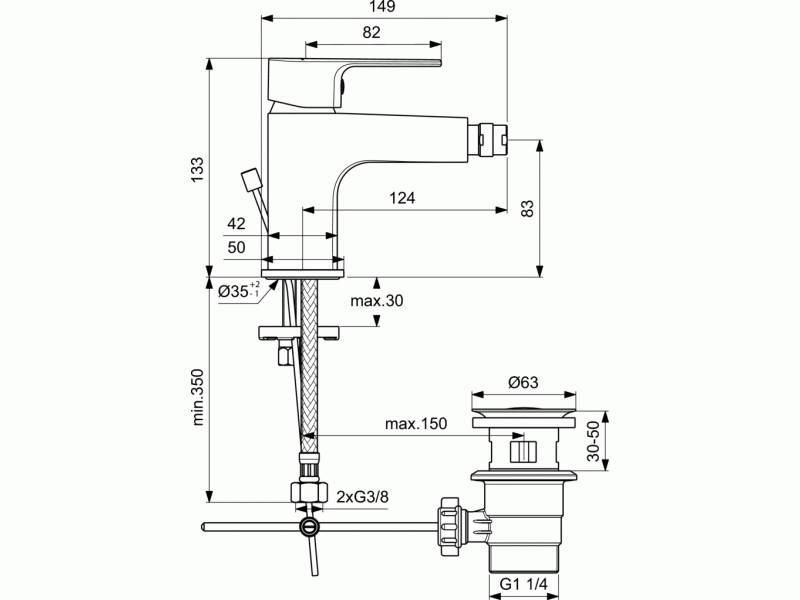 IDEAL STANDARD СМЕСИТЕЛ ЗА БИДЕ ESLA BC226AA