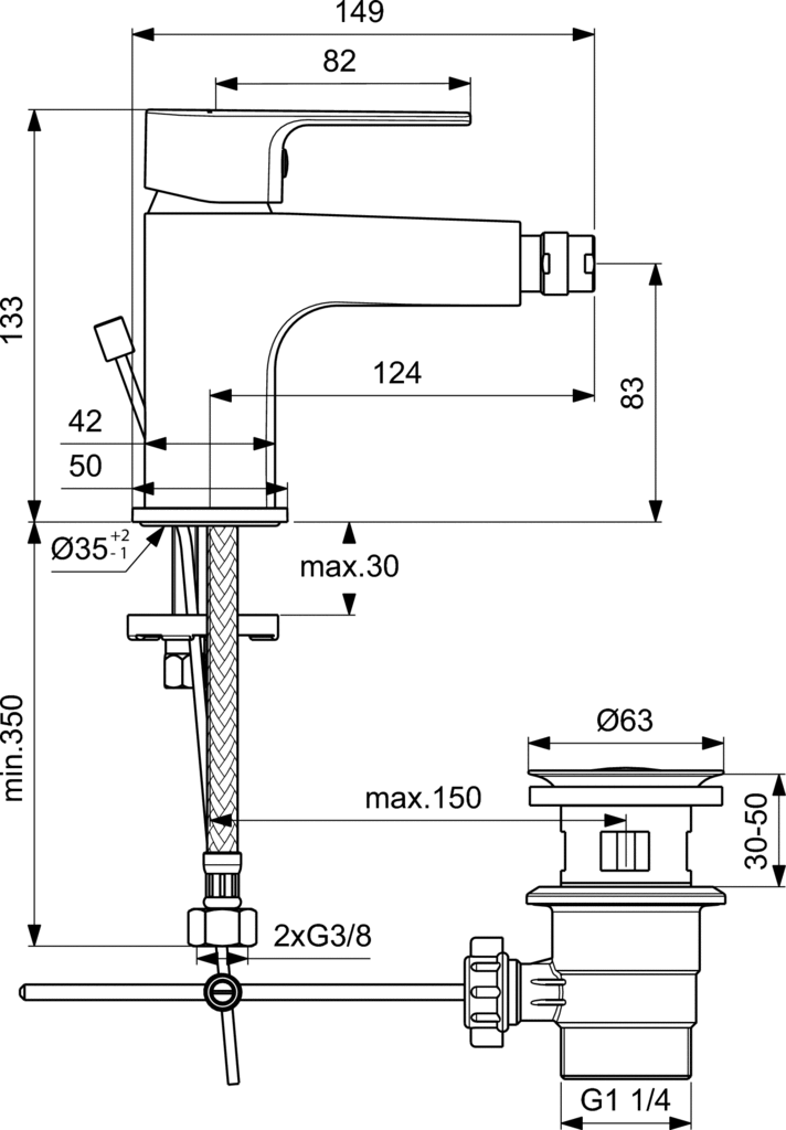 IDEAL STANDARD СМЕСИТЕЛ ЗА БИДЕ ESLA BC226AA