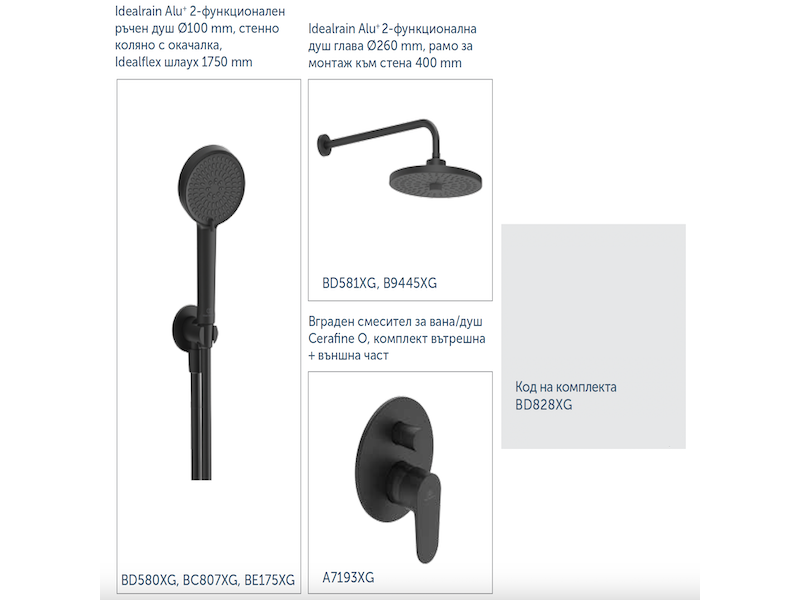Душ комплект за вграждане CERAFINE O  Ideal Standard BD828XG