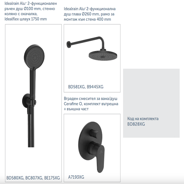 Душ комплект за вграждане CERAFINE O  Ideal Standard BD828XG
