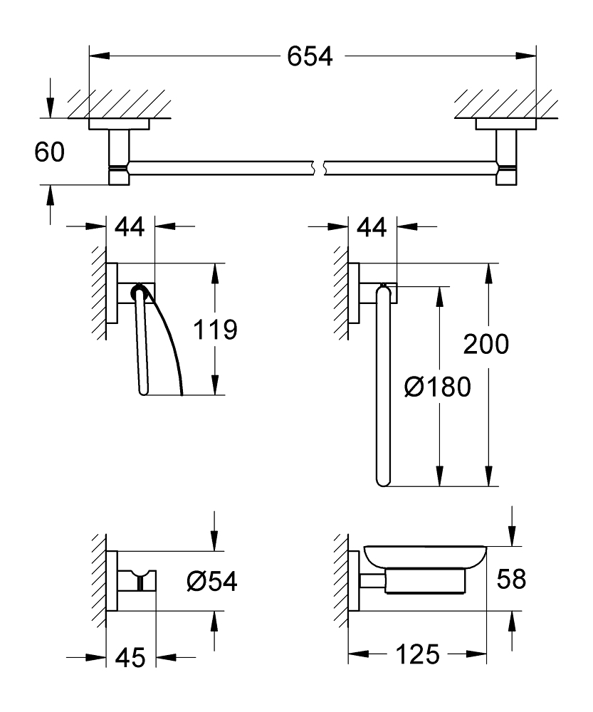 GROHE аксесоари 5 в 1 ESSENTIALS 40344001