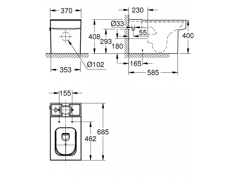 GROHE Свободностояща тоалетна за моноблок CUBE CERAMIC 3948400H