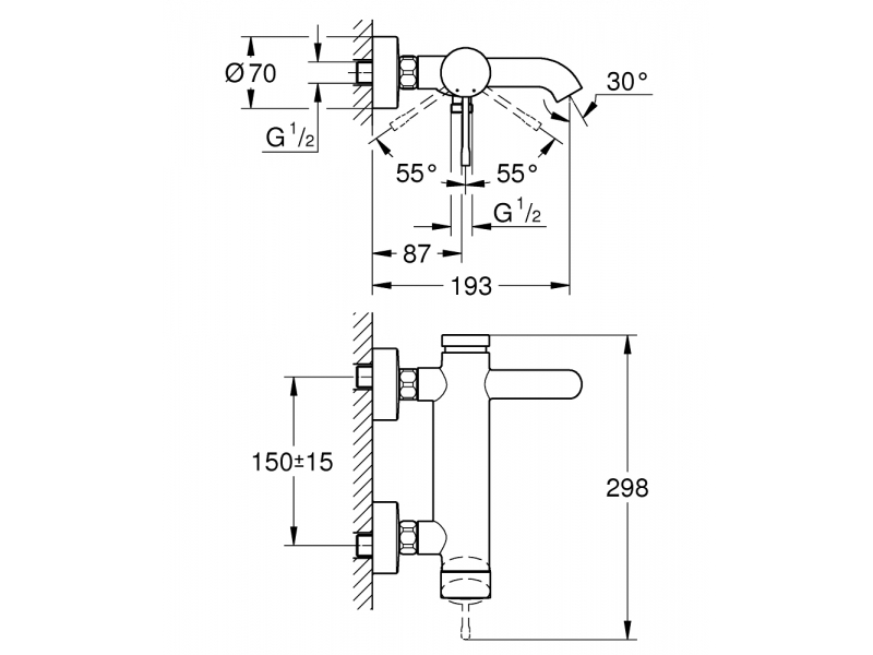 GROHE Смесител за вана едноръкохватков ESSENCE 33624001