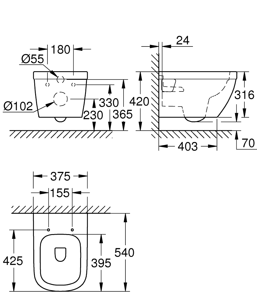 GROHE Конзолна тоалетна чиния EURO CERAMIC 39538000