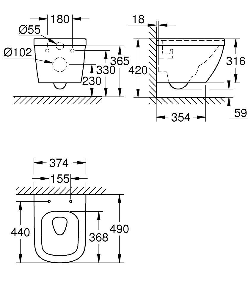 GROHE Конзолна компактна тоалетна EURO CERAMIC 39206000