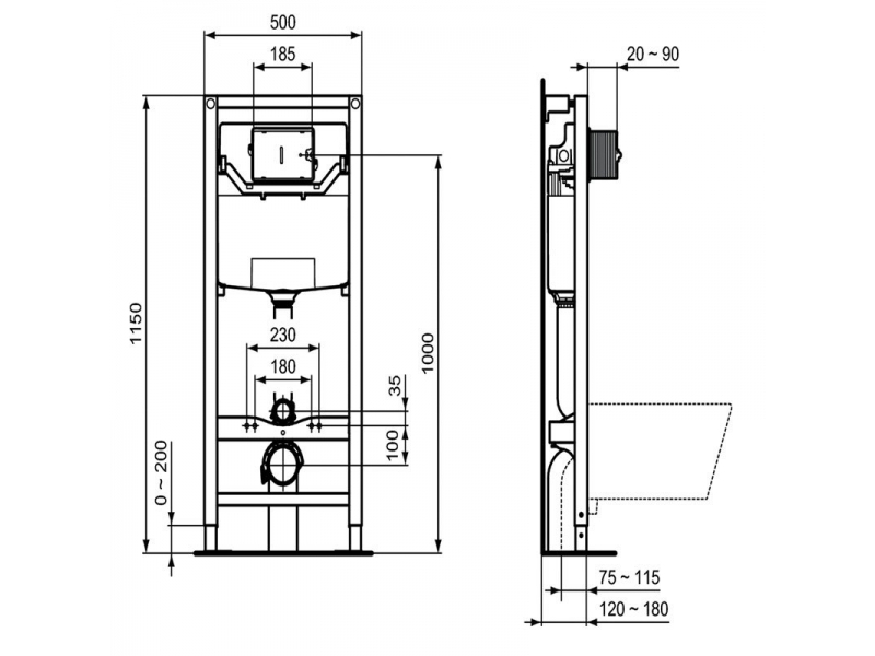 Структура за вграждане PROSYS 120 P R027767 и пневматичен бутон хром  R0124AA