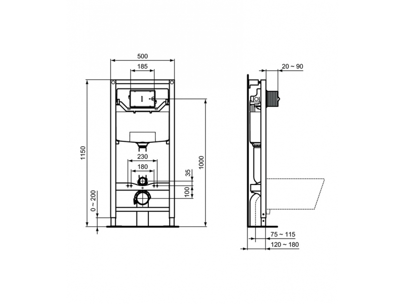 Комплект структура за вграждане + бутон Oleas Ideal Standard ProSys 120P  R027767+R0124AA