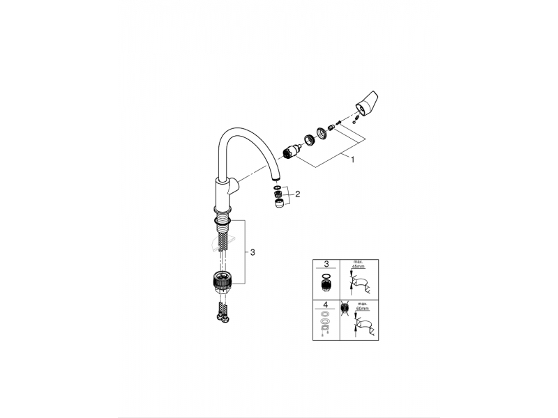 GROHE Кухненски смесител с висок чучур GROHE ZERO без никел и олово BAUEDGE 31367001