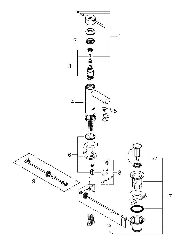 GROHE Смесител за умивалник S - размер ESSENCE 32898001