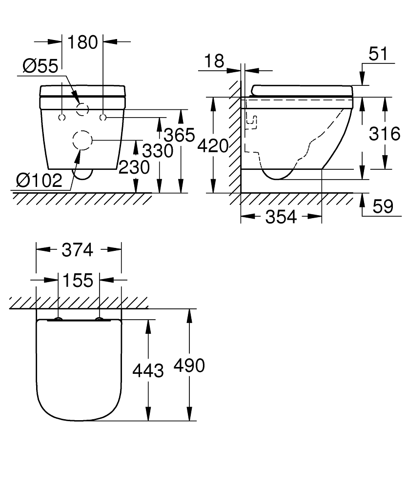 GROHE Комплект за конзолна тоалетна EURO CERAMIC 39693000