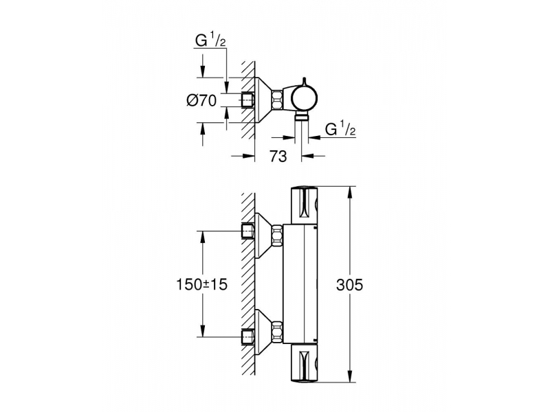 GROHE Термостатен смесител за душ 1/2" GROHTERM 800 34558000