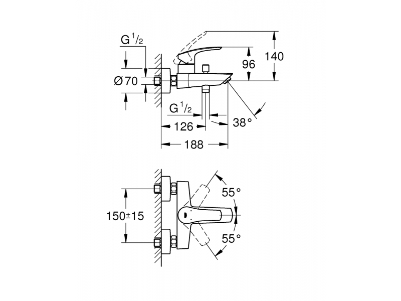 GROHE Смесител за вана/душ EUROSMART 33300003