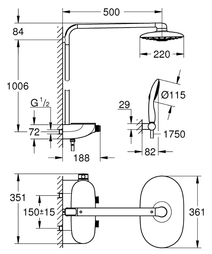 GROHE Душ гарнитура RAINSHOWER 310 SMARTACTIVE GROHTHERM SmartControl 360 DUO 26250000