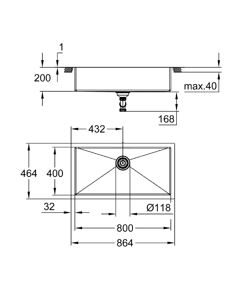 GROHE Кухненска мивка от неръждаема стомана с 1 корито K700 31580SD1