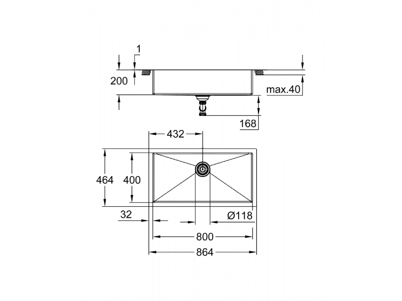 GROHE Кухненска мивка от неръждаема стомана с 1 корито K700 31580SD1
